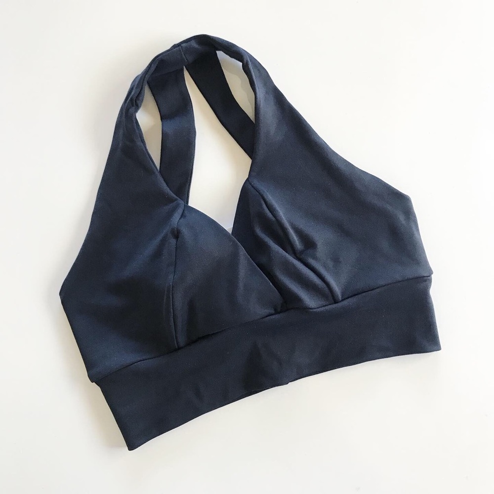 “Go for it” / halter bra / black